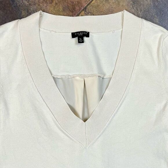 Talbots Women's V-Neck Pullover Cream Sweater Petite Small - Picture 6 of 10